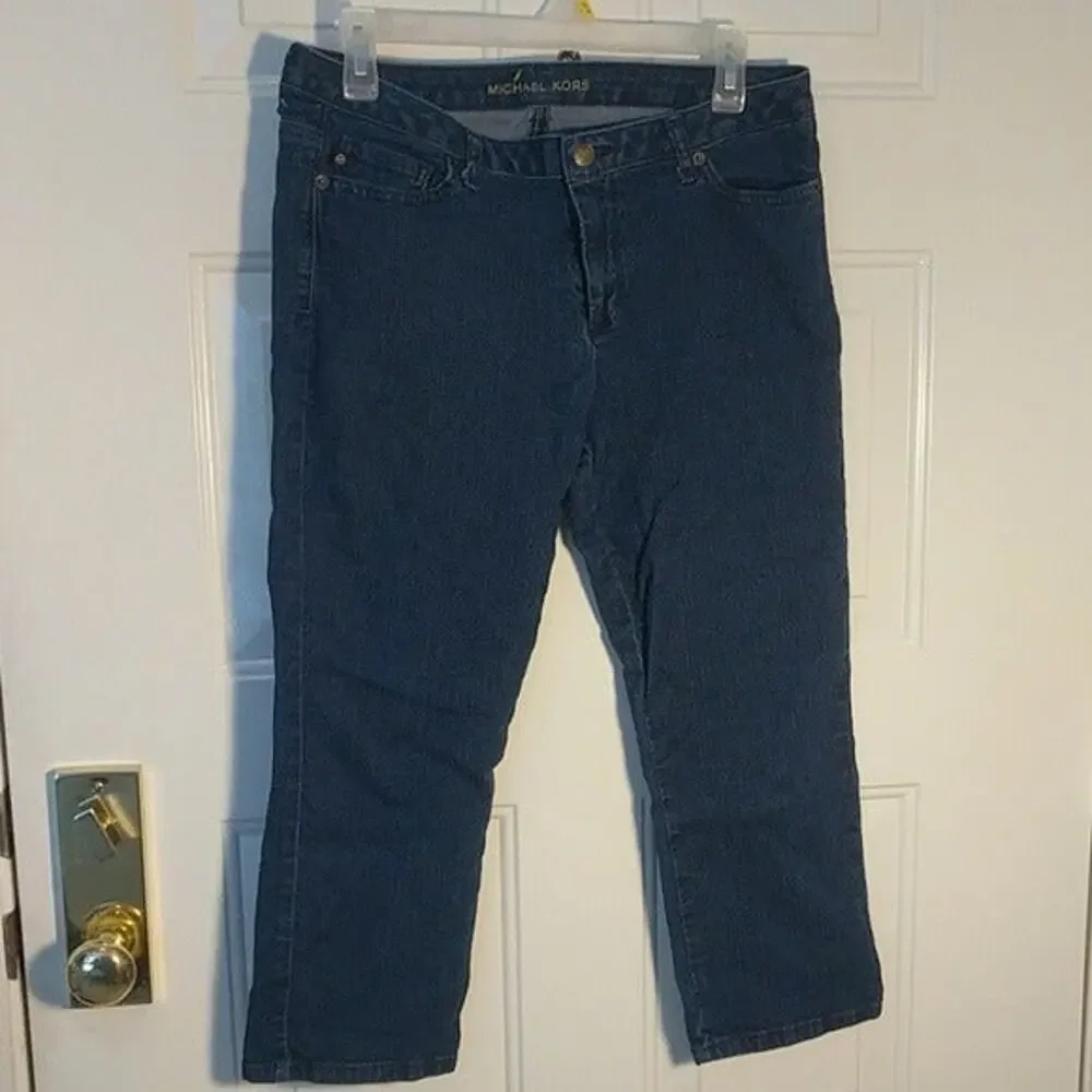 Michael Kors Dark Medium wash cropped denim jeans women's size 8 MKWS1360